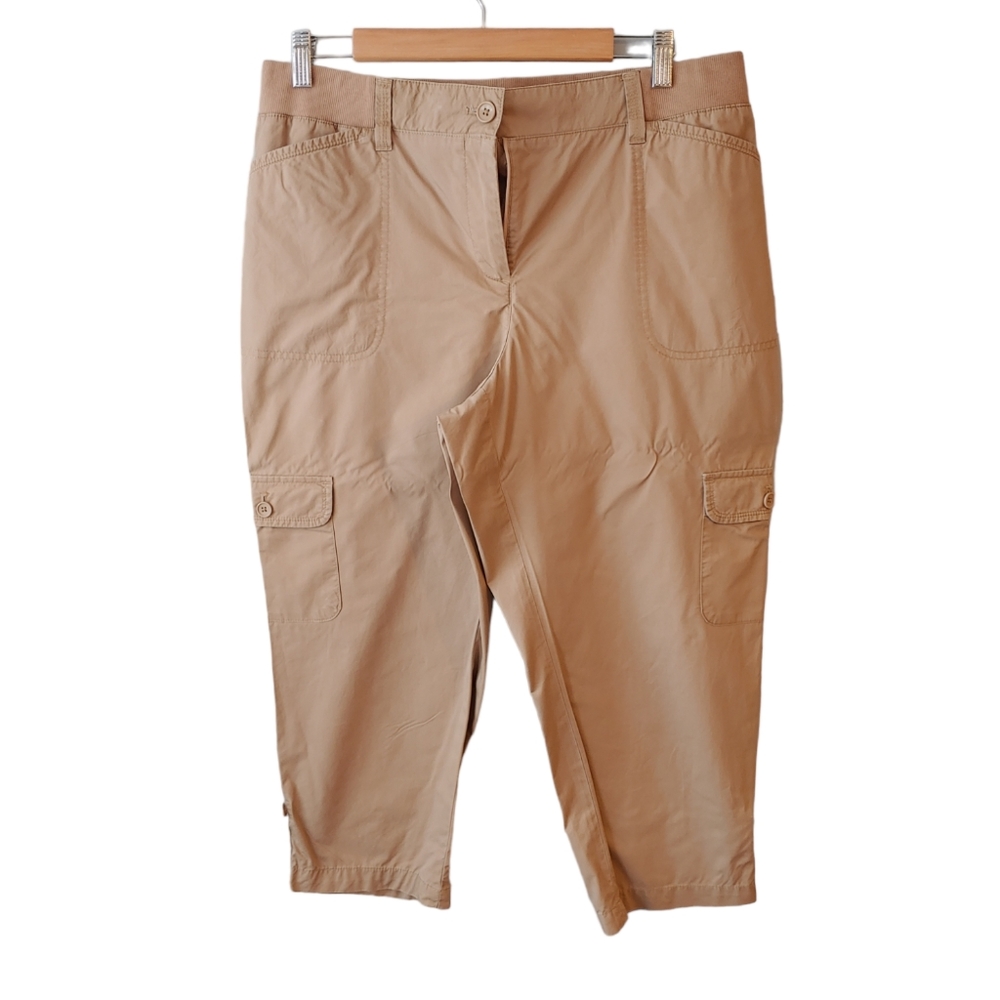 Talbots Light Brown Cargo Capri Pants Size 12P